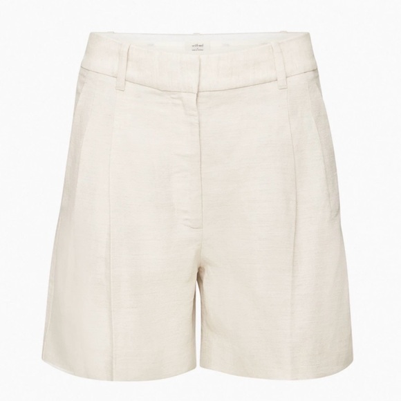Aritzia Wilfred Natural Ecru Mid-Thigh The Effortless Linen 5" Shorts - Picture 6 of 7
